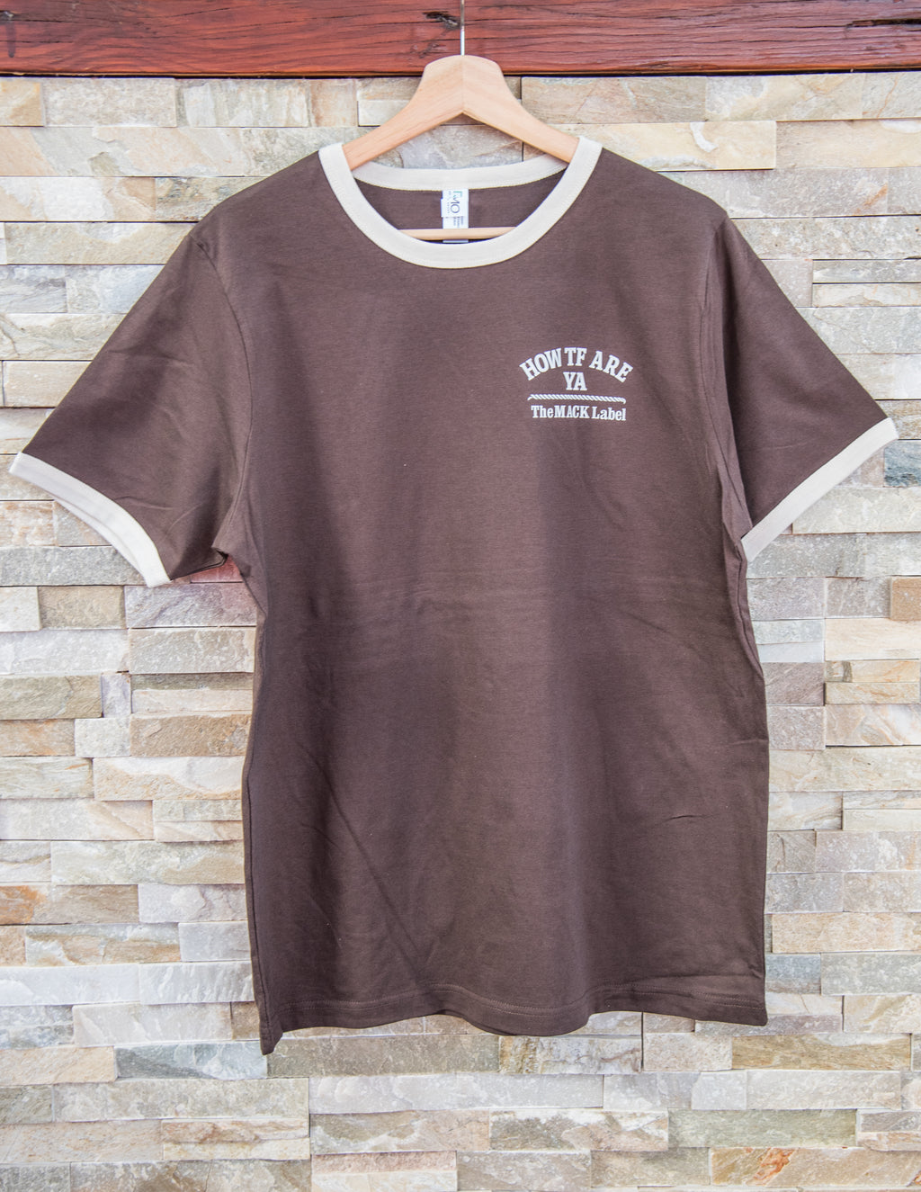 The MACK Ringer Tee (brown with cream trim)