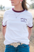 The MACK Ringer Tee (white with burgundy trim)