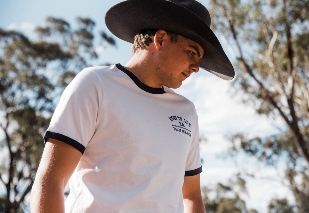 The MACK Ringer tee (white with blue trim)