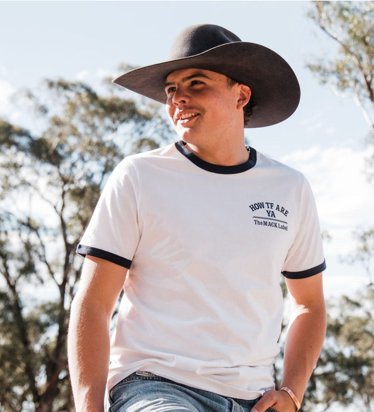 The MACK Ringer tee (white with blue trim)