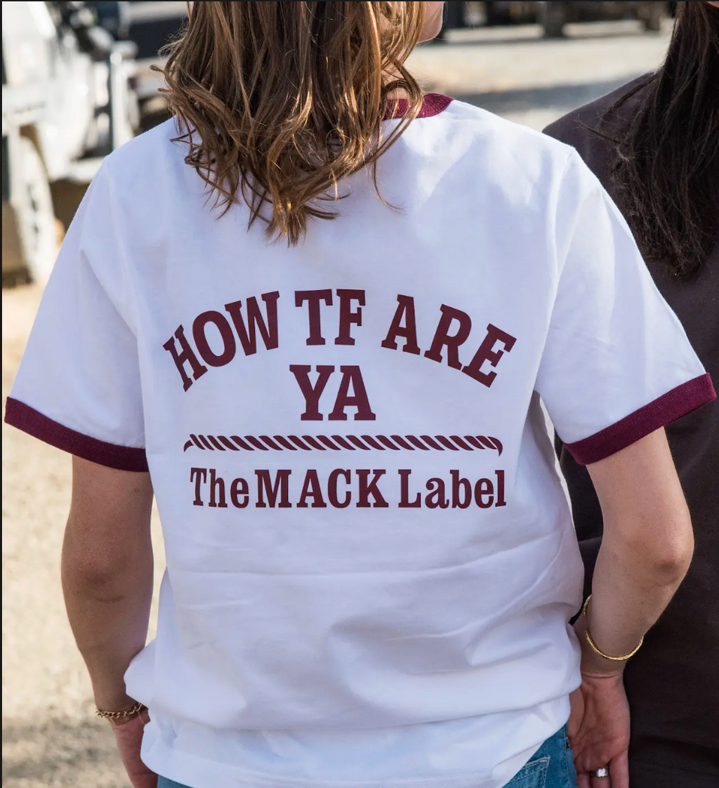 The MACK Ringer Tee (white with burgundy trim)